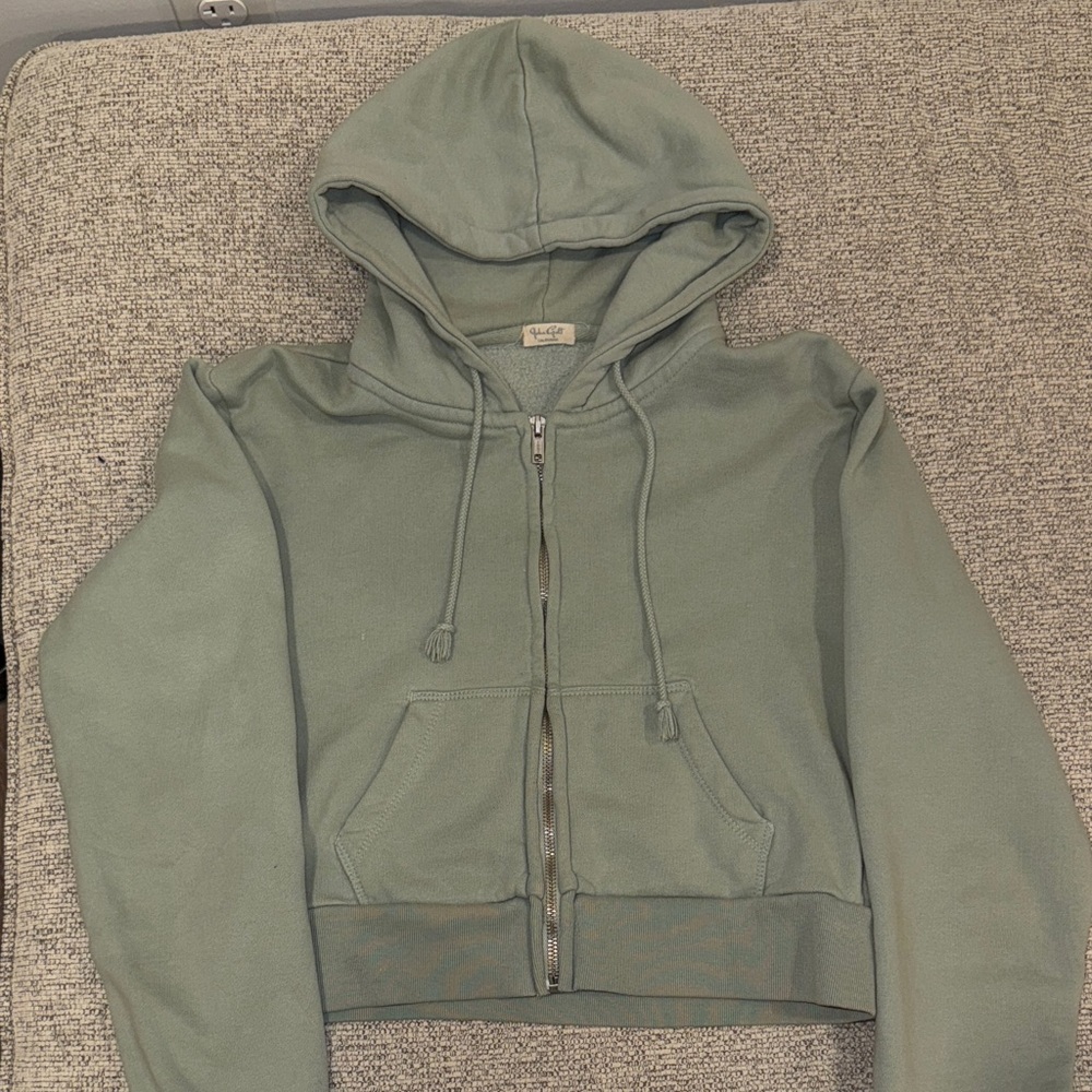 Brandy Melville Green Zip-Up Hoodie